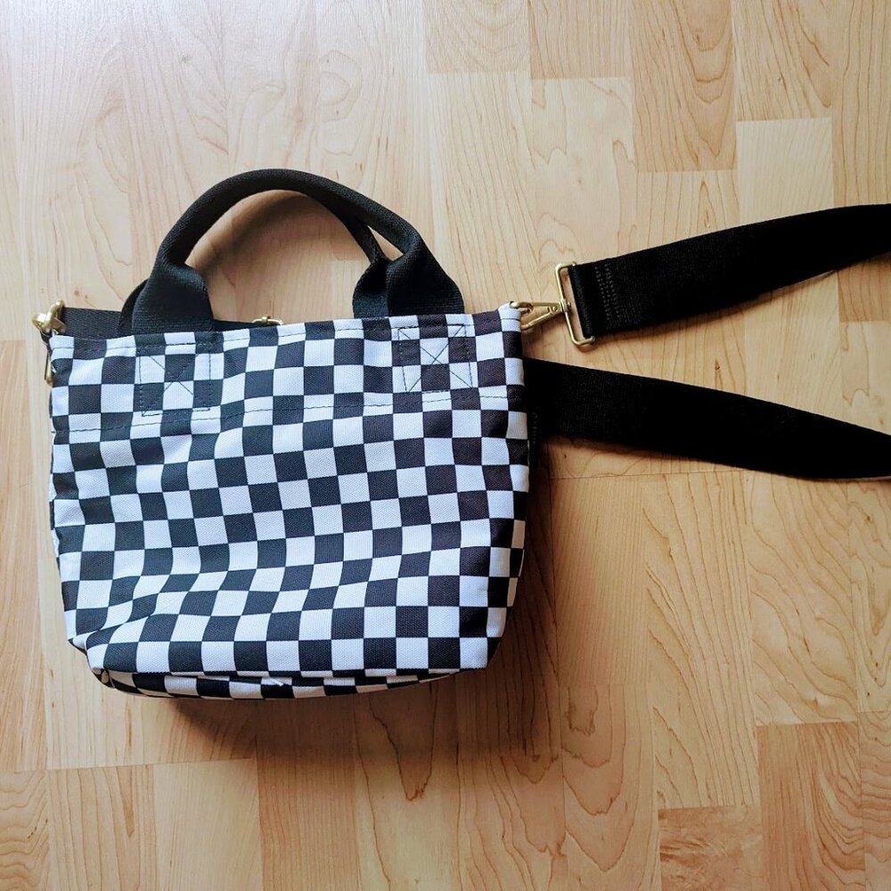 Canvelle Limited Edition - X-Small Crossbody Tote Black and White Checkered EUC